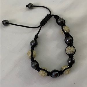 Black & white beaded cord bracelet